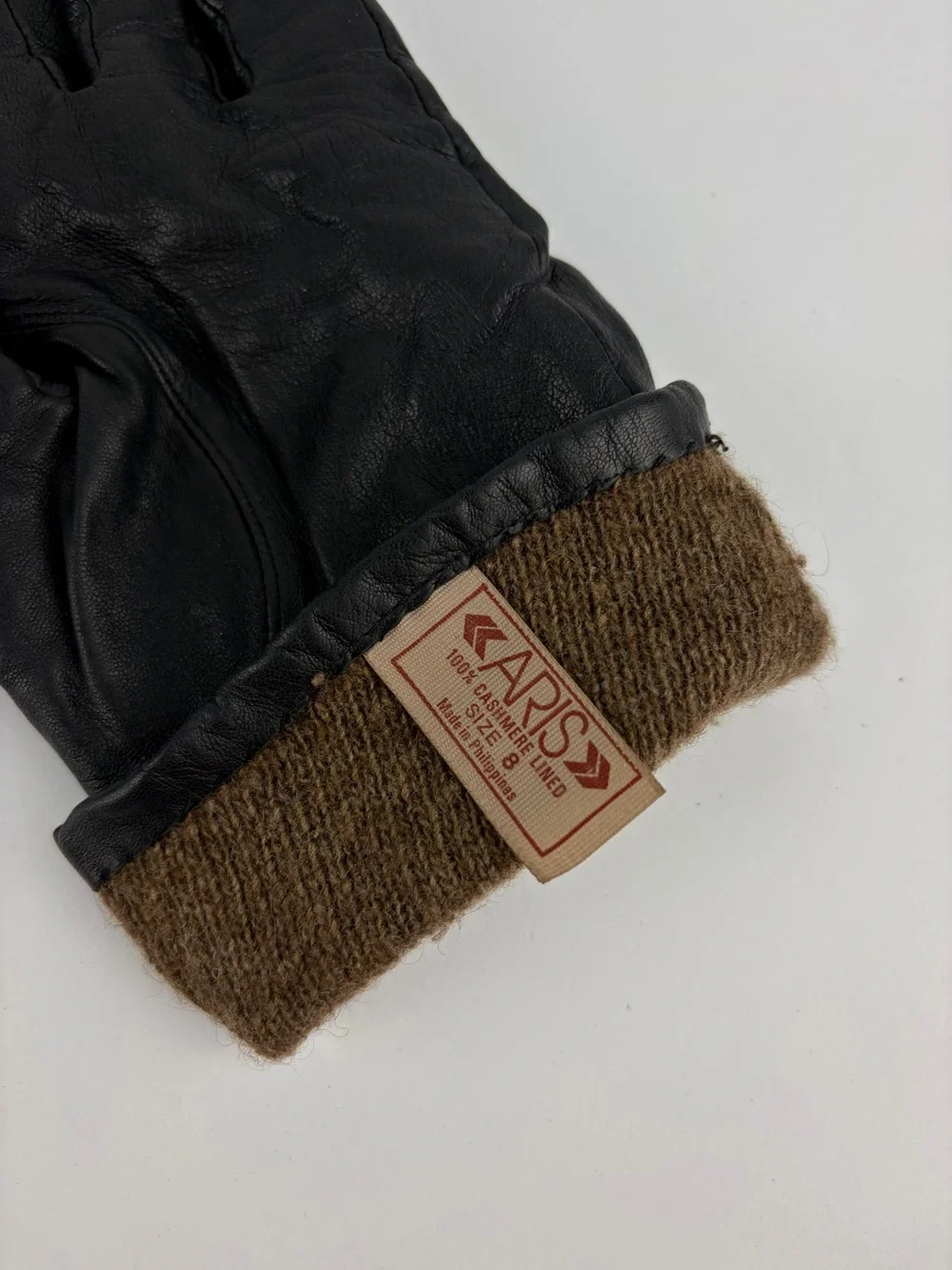 Aris 100% Cashmere Lined Leather Hand Gloves Black 8